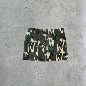 y2k camo mini skirt